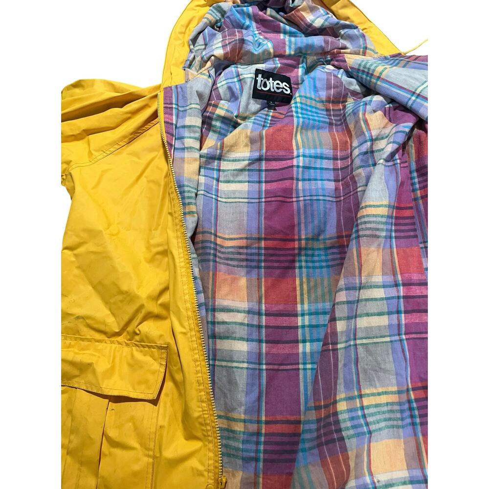 🌦️ VINTAGE TOTES YELLOW RAINCOAT | Pastel Plaid Lined 🌈